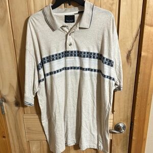 Vintage Greg Norman Collection Cream and Blue Polo Shirt
